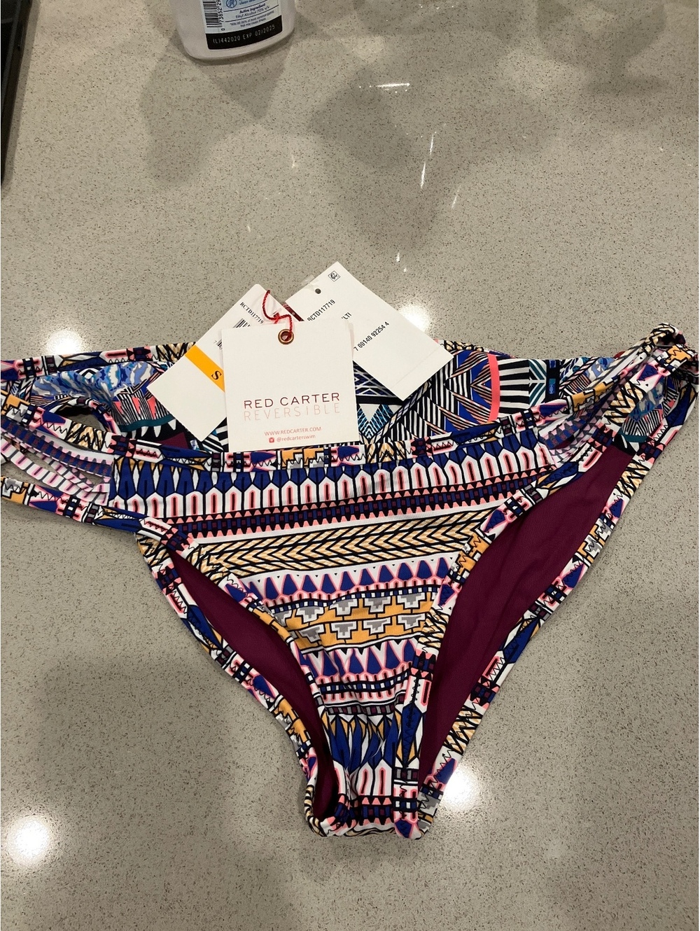 NWT Red Carter Reversible Tribal Print Bikini Bottom Size Small